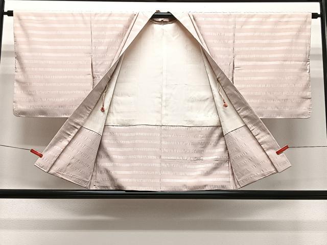 平和屋着物＃羽織　お召地　横段文　正絹　逸品　CABL4088ua