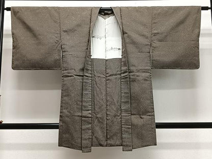 平和屋着物＃長羽織　お召地　霞文　正絹　逸品　未使用　CABL4093ua