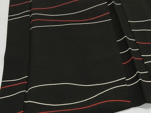 平和屋着物＃羽織　横段文　黒地　正絹　逸品　CABL4095ua