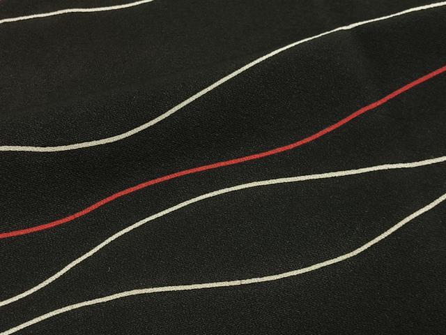 平和屋着物＃羽織　横段文　黒地　正絹　逸品　CABL4095ua