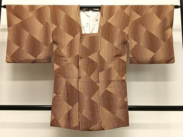 平和屋着物＃道行コート　縞　ロング丈　正絹　逸品　CABL4096ua