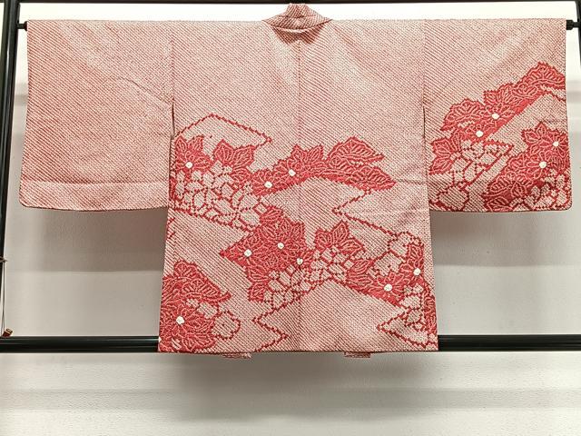 平和屋着物＃羽織　総絞り　草花文　正絹　逸品　CABL4102ua