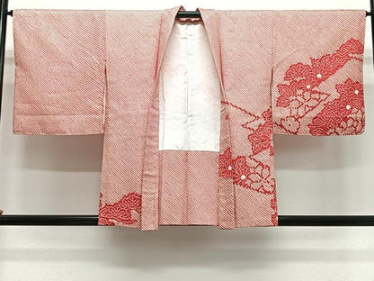 平和屋着物＃羽織　総絞り　草花文　正絹　逸品　CABL4102ua