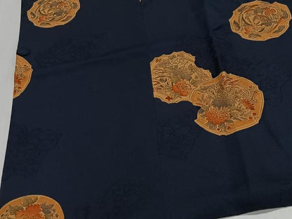 平和屋着物＃道行コート　絵皿草花文　正絹　逸品　CABL4105ua
