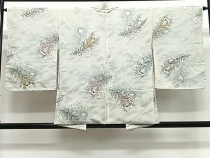 平和屋着物＃羽織　寿光織　孔雀羽文　金銀糸　正絹　逸品　CABL4111ua