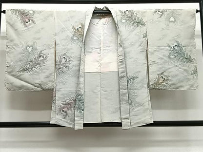 平和屋着物＃羽織　寿光織　孔雀羽文　金銀糸　正絹　逸品　CABL4111ua