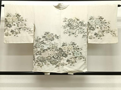 平和屋着物＃羽織　寿光織　草花文　金銀糸　正絹　逸品　CABL4112ua