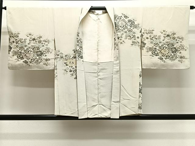 平和屋着物＃羽織　寿光織　草花文　金銀糸　正絹　逸品　CABL4112ua