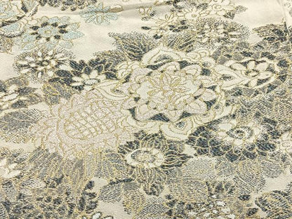 平和屋着物＃羽織　寿光織　草花文　金銀糸　正絹　逸品　CABL4112ua
