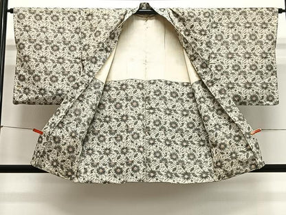 平和屋着物＃羽織　お召地　草花文　正絹　逸品　CABL4113ua