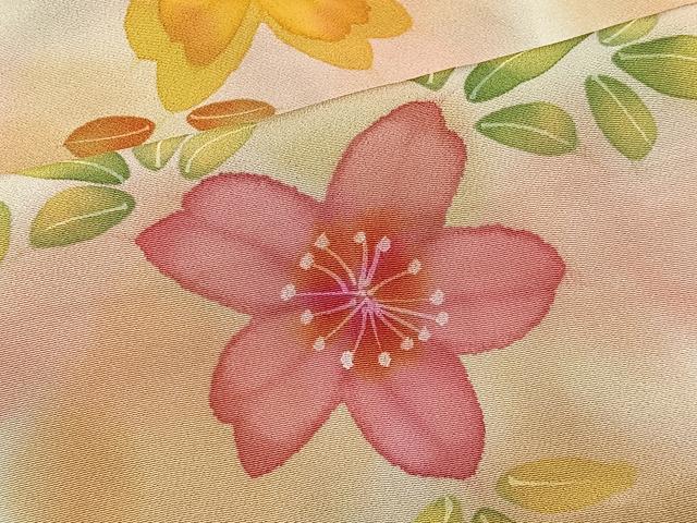 平和屋着物＃羽織　草花文　暈し染め　正絹　逸品　CABL4114ua