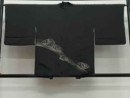 平和屋着物＃抽象文様　黒地　金彩　やまと誂製　正絹　逸品　CABL4117ua