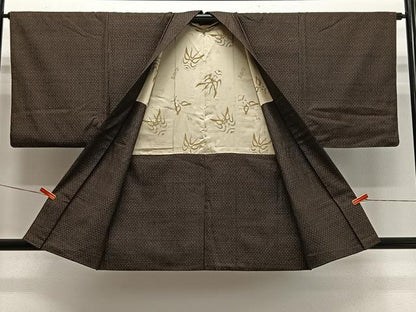 平和屋着物＃男性　国指定重要無形文化財　本場久米島紬　金城カマド作　手織　羽織　縞　証紙付き　正絹　逸品　CABL4119ua