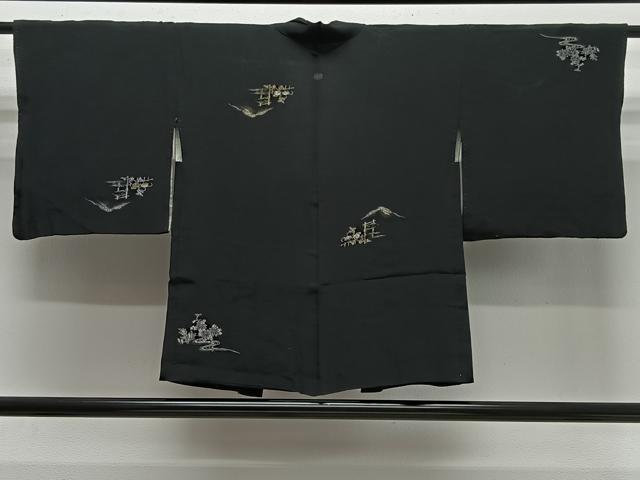 平和屋着物＃羽織　寿光織　遠山風景文　黒地　金銀糸　正絹　逸品　CABL4125ua