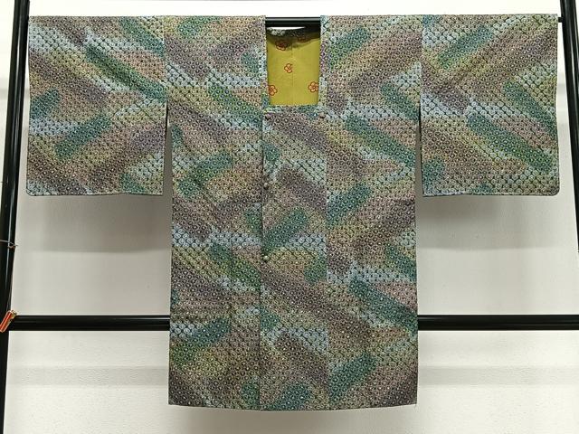 平和屋着物＃道行コート　蜘蛛絞り　斜線文　ロング丈　正絹　逸品　未使用　CABL4127ua