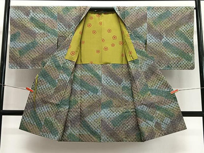 平和屋着物＃道行コート　蜘蛛絞り　斜線文　ロング丈　正絹　逸品　未使用　CABL4127ua