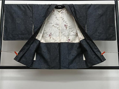 平和屋着物＃羽織　本場大島紬　花尽くし　黒地　正絹　逸品　未使用　CABL4129ua