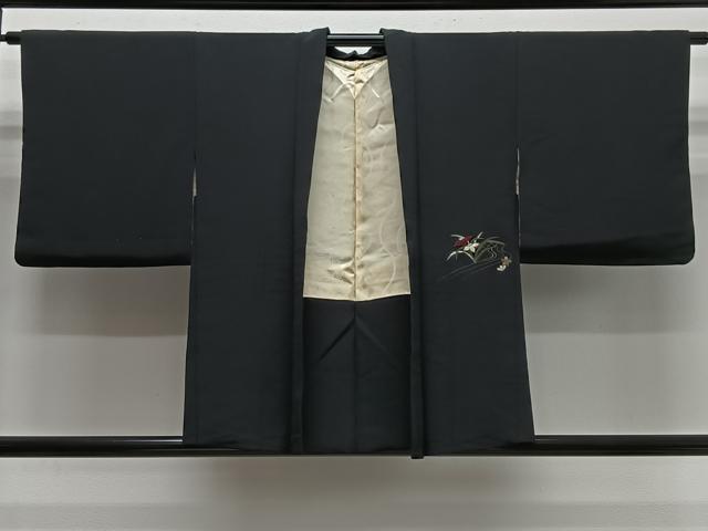 平和屋着物＃羽織　総刺繍　流水草花文　暈し染め　金糸　正絹　逸品　CABL4134ua
