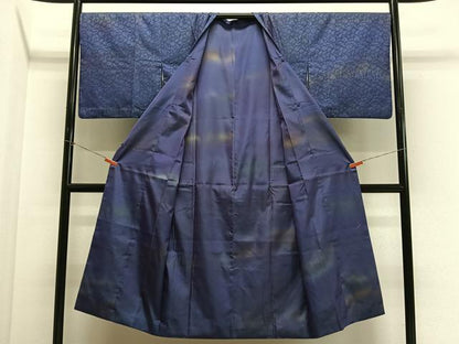 平和屋着物＃西陣　道行コート　リバーシブル　草花文　暈し染め　ロング丈　撥水　証紙付き　正絹　逸品　CABL4136ua