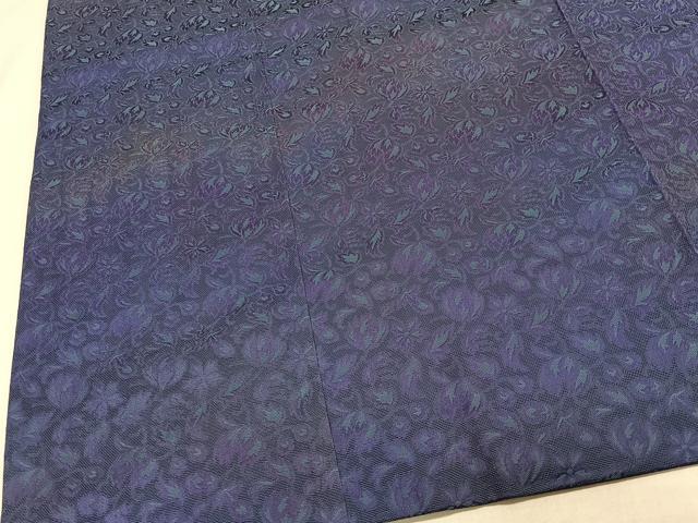 平和屋着物＃西陣　道行コート　リバーシブル　草花文　暈し染め　ロング丈　撥水　証紙付き　正絹　逸品　CABL4136ua