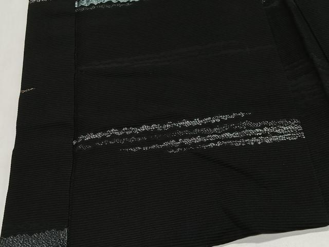 平和屋着物＃羽織　寿光織　横段文　黒地　金銀糸　正絹　逸品　CABL4144ua