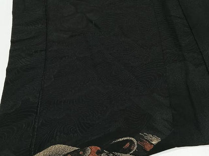 平和屋着物＃羽織　寿光織　文箱　黒地　金銀糸　正絹　逸品　CABL4154ua