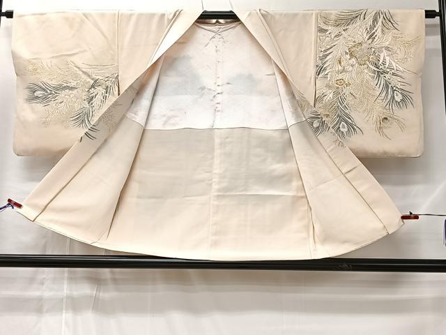 平和屋着物＃羽織　寿光織　孔雀羽草花文　金銀糸　正絹　逸品　CABL4166ua