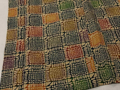 平和屋着物＃羽裏　型染め　格子　正絹　逸品　CABL4171ua