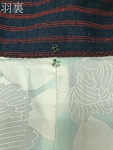 平和屋着物＃道中着　紬地　縞　正絹　逸品　CABL4174ua