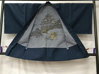 平和屋着物＃男性　羽織　紬地　霞文　ウール　CABL4183ua