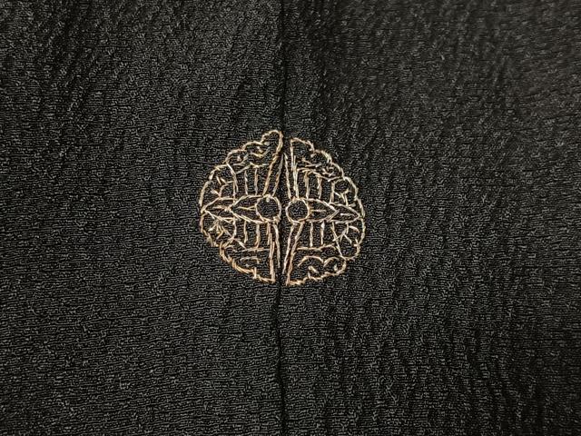 平和屋着物＃羽織　寿光織　陶器文　黒地　金銀糸　正絹　逸品　CABL4184ua