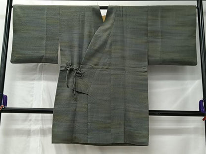 平和屋着物＃道中着　横段文　ロング丈　正絹　逸品　CABL4196ua