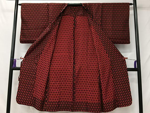 平和屋着物＃道行コート　雨コート　菱文　ロング丈　正絹　逸品　CABL4214ua