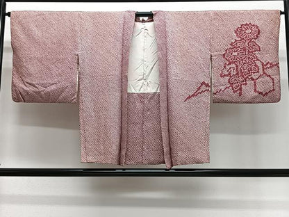 平和屋着物＃羽織　総絞り　草花文　正絹　逸品　CABL4225ua