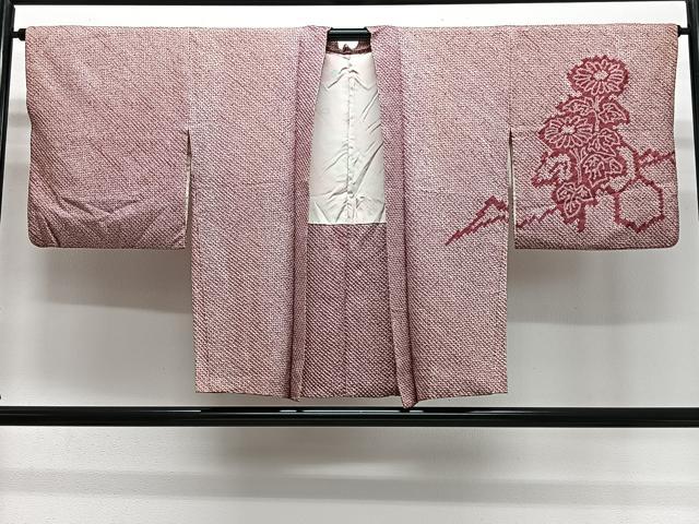 平和屋着物＃羽織　総絞り　草花文　正絹　逸品　CABL4225ua