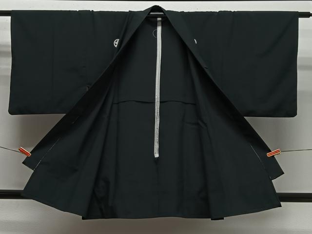 平和屋着物＃男性　道中着　黒紋付　単衣　洗える着物　CABL4228ua