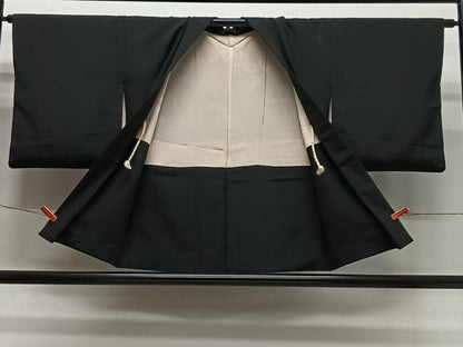 平和屋着物＃羽織　手描き　唐子　黒地　金彩　正絹　逸品　CABL4235ua