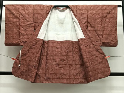 平和屋着物＃道行コート　横段地紋　正絹　逸品　CABL4238ua