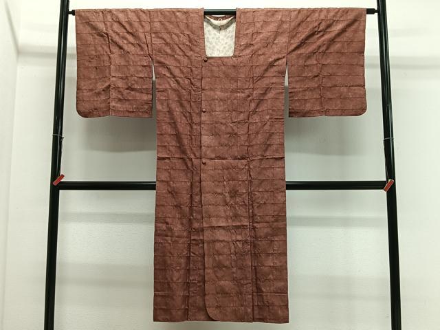 平和屋着物＃道行コート　横段地紋　ロング丈　正絹　逸品　CABL4239ua