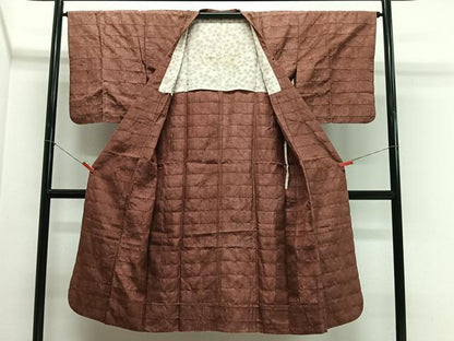 平和屋着物＃道行コート　横段地紋　ロング丈　正絹　逸品　CABL4239ua