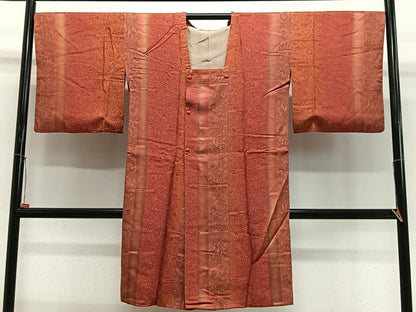 平和屋着物＃道行コート　鎌田紫峰　草花間道　暈し染め　証紙付き　ロング丈　正絹　逸品　CABL4248ua