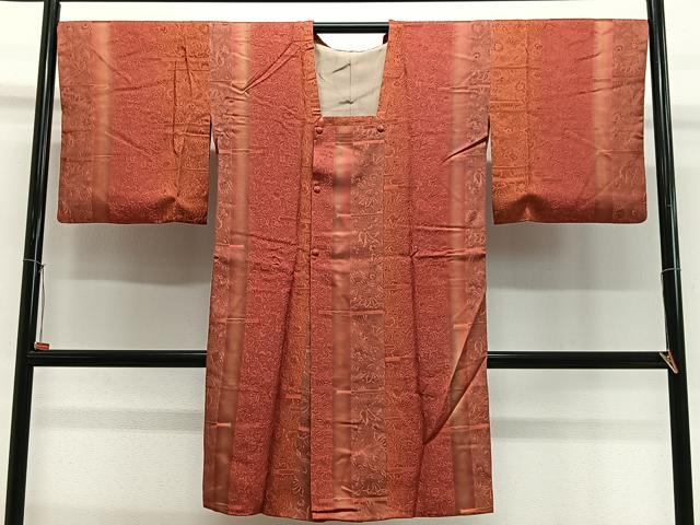 平和屋着物＃道行コート　鎌田紫峰　草花間道　暈し染め　証紙付き　ロング丈　正絹　逸品　CABL4248ua