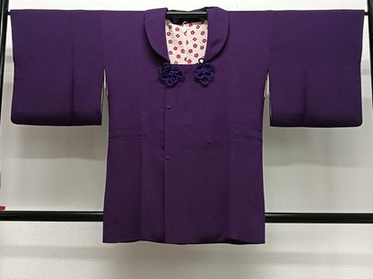 平和屋着物＃道行コート　葡萄色　鬼しぼ縮緬　正絹　逸品　CABL4253ua