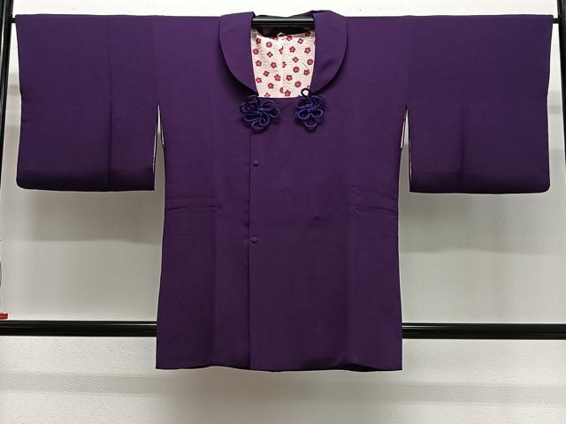 平和屋着物＃道行コート　葡萄色　鬼しぼ縮緬　正絹　逸品　CABL4253ua