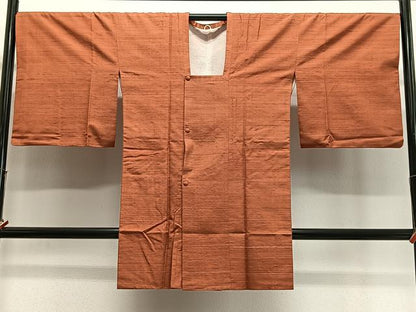 平和屋着物＃道行コート　紬地　横段文　ロング丈　正絹　逸品　CABL4258ua