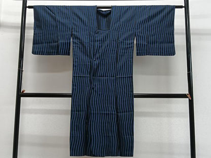 平和屋着物＃道行コート　雨コート　縞　正絹　逸品　CABL4271ua