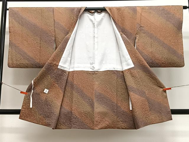 平和屋着物＃道行コート　斜線文　暈し染め　高島屋扱い　正絹　逸品　CABL4279ua