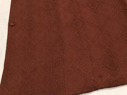 平和屋着物＃道行コート　幾何学地紋　錆色　正絹　逸品　CABL4284ua
