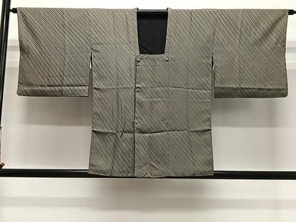 平和屋着物＃道行コート　リバーシブル　斜線文　正絹　逸品　CABL4288ua