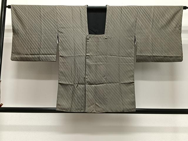 平和屋着物＃道行コート　リバーシブル　斜線文　正絹　逸品　CABL4288ua